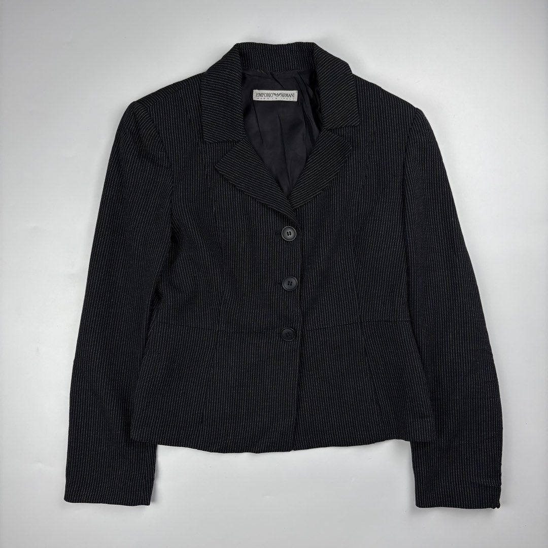 Emporio Armani - Pinstripe Wool Blazer (Category: Luxury Apparel) located in Bacolod City. Submitted by cast.archives (Listing ID 1467115002, Image 1). Description: Emporio Armani - Pinstripe Wool Blazer Size: Small to Medium Condition: Very good Flaw: None.