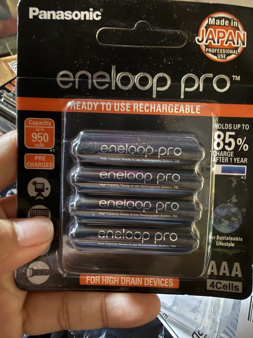 Eneloop Pro AAA (Category: Batteries & Chargers) located in Las Pinas. Submitted by rahneis (Listing ID 1467011849, Image 1). Description: Panasonic Eneloop AAA Rechargeable Battery With Case Take all 12pcs AAA Battery RFS Bought AAA instead of AA.
