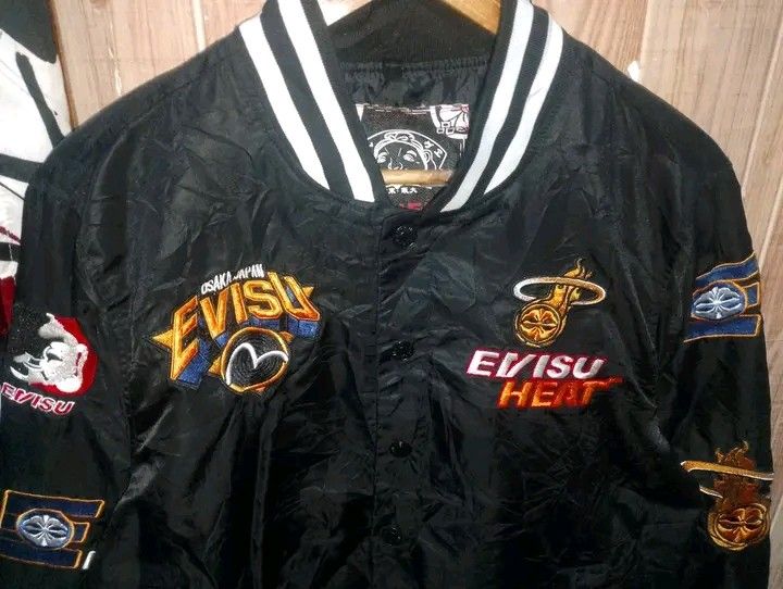 EVISU (Category: Coats, Jackets and Outerwear) located in Taguig. Submitted by clothingselection (Listing ID 1467048152, Image 3). Description: PTPA EVISU BOMBER JACKET WIDTH 22 LENGTH 26.5 EXCELLENT CONDITION NID WASH FRESH FROM BALE 1299 FREE SHIP.