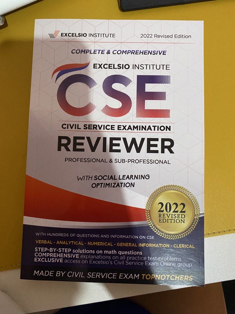Civil Service Examination Reviewer (Category: Textbooks) located in Tabaco. Submitted by luckymoon17 (Listing ID 1467061084, Image 1). Description: - 2022 Revised Edition for Professional and Sub-Professional Civil Service Exams - Covers verbal, analytical, numerical, general info, and clerical sections - Includes easy-to-understand step-by-step math solutions - Clean pages, barely touched condition - Excellent resource to help you pass on your f