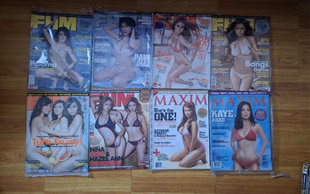 FHM, Maxim, and Pump Magazines Bundle (Category: Magazines) located in Rodriguez. Submitted by artieefy (Listing ID 1467038647, Image 2). Description: - Bundle of 19 men's interest magazines - Features FHM, Maxim, Pump, and Spiff issues - Includes covers and features of popular celebs: Angelica Panganiban, Krista Ranillo, Kaye Abad, Jeni Hernandez, Carlene Aguilar, Mariel Rodriguez, Bangs Garcia, and more - Most issues are still wrapped in plasti