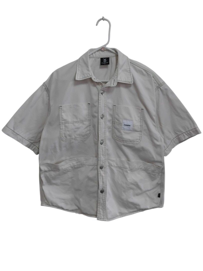 Fingercroxx HK Oversized Utility Denim Work Shirt (Category: Tshirts & Polo Shirts ) located in Pasig City. Submitted by hustlexcurate (Listing ID 1467010049, Image 1). Description: Fingercroxx HK Oversized Utility Denim Work Shirt Size S on tag fits LARGE Dimensions: 24X28.