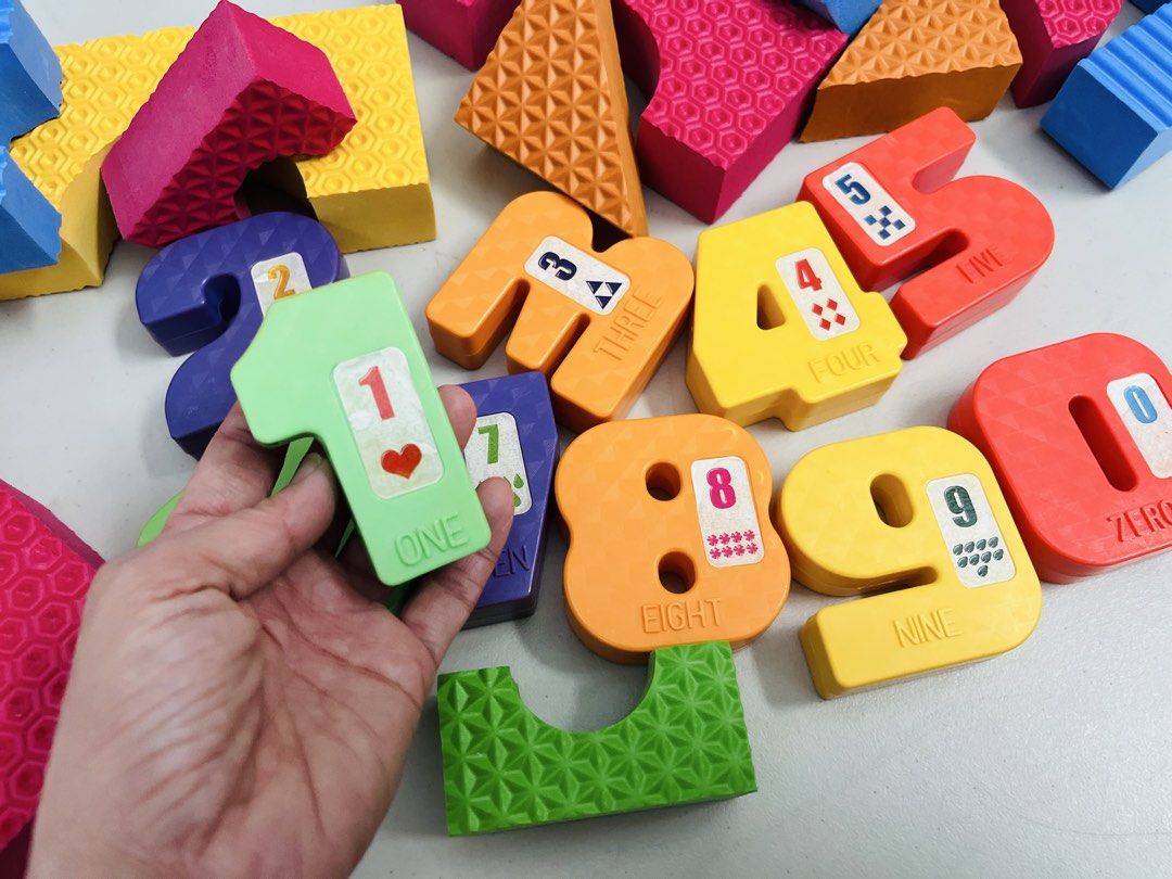 Foam Number Blocks and Shape Sorting Toy Set (Category: Educational & Learning Toys) located in Quezon City. Submitted by muffet9 (Listing ID 1466984987, Image 3). Description: -numbers 0-9 plus colorful geometric shapes (triangles, rectangles, arches) high quality foam blocks - Vibrant colors: Includes blue, pink, yellow, orange, and green - Safe for toddlers: Made from soft, child-friendly foam material -Washable - Educational benefits: Helps k