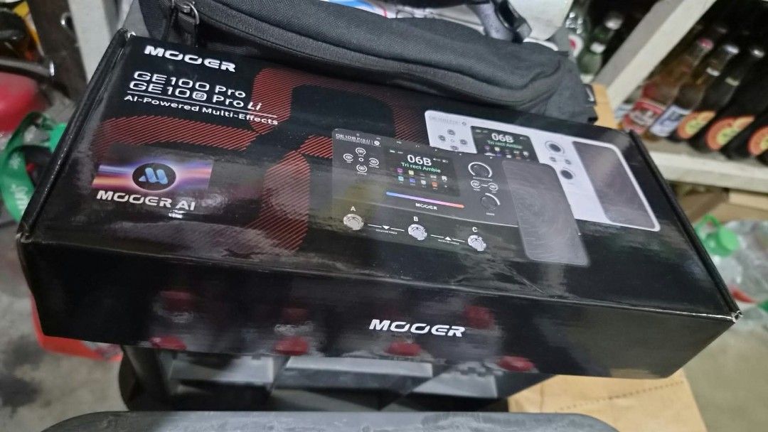 For Sale Mooer GE100 Pro Li (Category: Musical Instruments) located in Manila. Submitted by killboypowerhead (Listing ID 1467073428, Image 2). Description: - Mooer GE100 Pro Li multi-effects pedal unit - Fully working screen (tested with preset info like Atlas Clean) - Built-in expression pedal on the right side - Three easy-access footswitches (A, B, C) - Includes original retail box - Excellent working condition, ready to use.