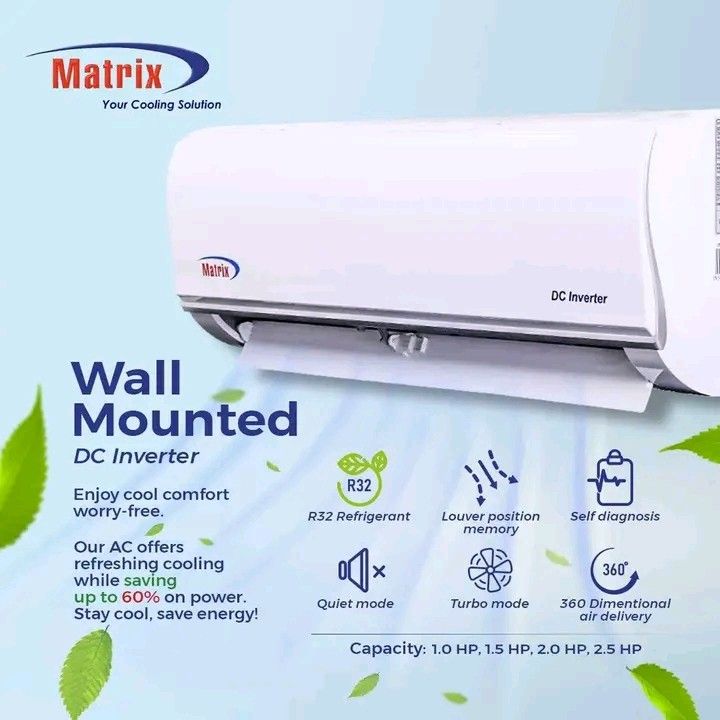 Free Installation Matrix C-Series Full DC Inverter (Category: Air Conditioning and Heating) located in Quezon City. Submitted by ygayairconditioning_32 (Listing ID 1467146688, Image 2). Description: Lowest price guarantee 👍 💯% Brand New & Factory Sealed Complete Warranty & Official Receipt 🧾 Free Installation❗️❗️ Matrix C-Series Full DC Inverter 1.0HP - MX-CS25L2A - 24,000 1.5HP - MX- CS35L2A - 26,000 2.0HP - MX-CS51L2A - 32,000 2.5HP - MX-CS7