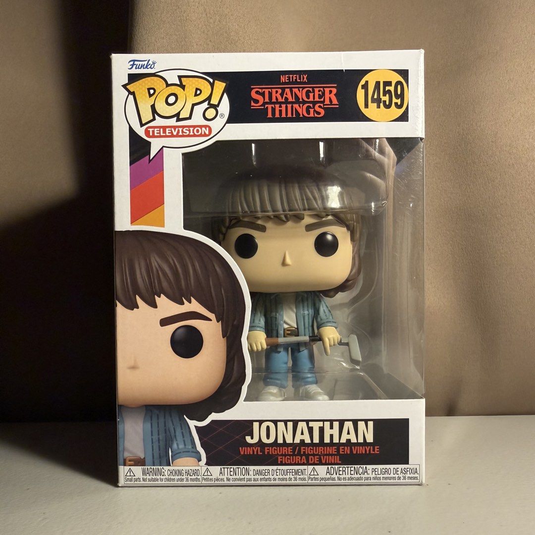 Funko Pop! Television: Stranger Things – Jonathan (#1459) (Category: Figurines & Statues) located in Manila. Submitted by cheemkenn (Listing ID 1467162235, Image 1). Description: Funko Pop! Television: Stranger Things – Jonathan (#1459) Selling authentic Funko Pop! Television vinyl figure featuring Jonathan Byers holding a golf club from Netflix’s Stranger Things. A great addition for Funko Pop collectors or fans of the show! Item Details: Brand: