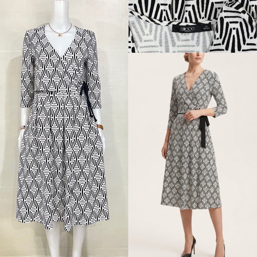 G2000 Faux Wrap Dress (Category: Dresses) located in Cebu City. Submitted by kei.flmn (Listing ID 1466978839, Image 1). Description: 📌PLEASE READ BEFORE MAKING AN OFFER Excellent Condition (No issues) Size:Fits Small (S) - [x] Flat Lay Measurements (in inches): - [x] Bust: 36” | Waist: 30” - [x] Length Reference: Mannequin Height : 5’4” (First-come, first-served basis) Due to an increased number of joy reservers and fake buyers, offers will only
