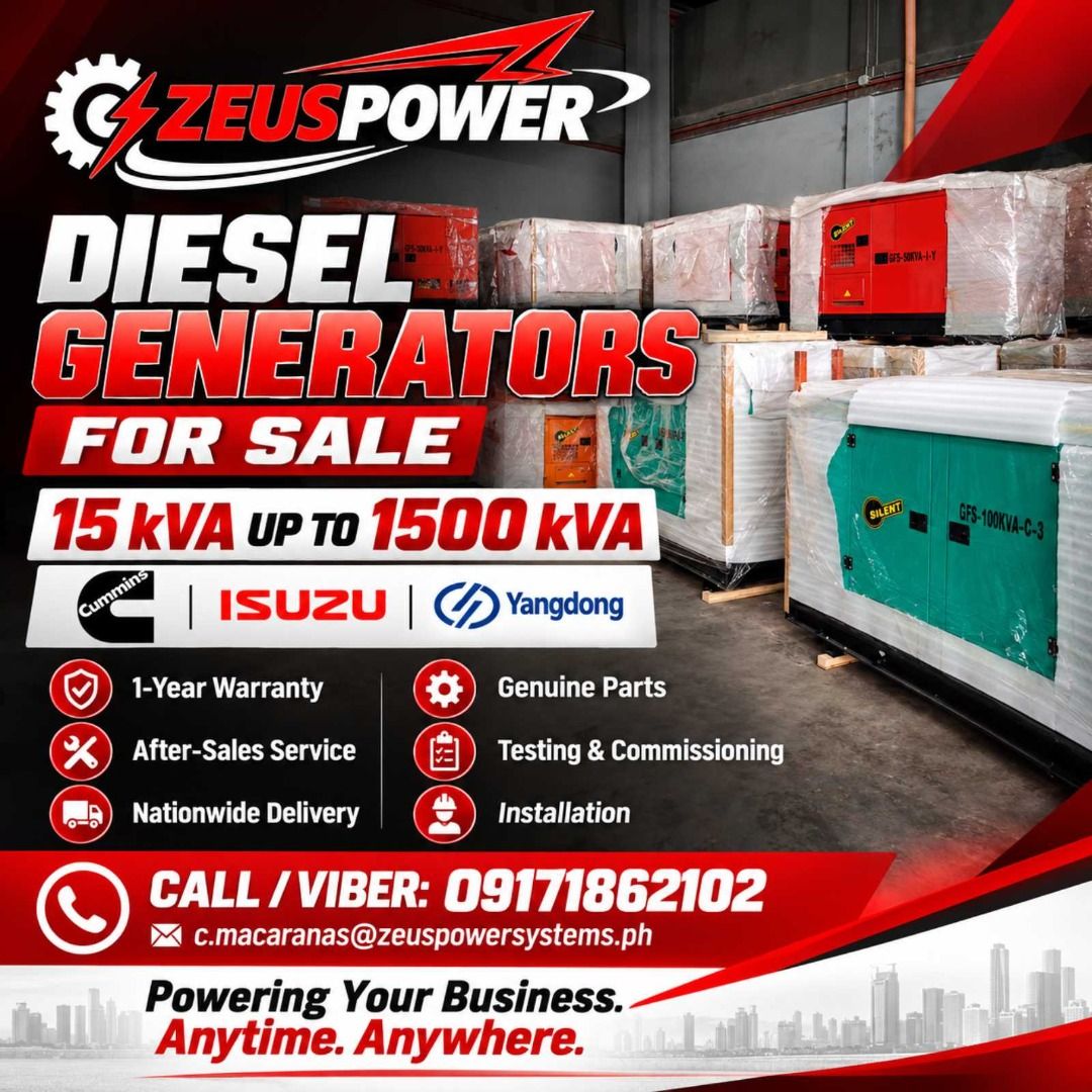generator (Category: Industrial Equipment) located in San Juan City. Submitted by macaranasc92213 (Listing ID 1467021070, Image 1). Description: Mounted tropical radiator. • Skid base with anti-vibration mounts. • Skid-based diesel tank. • Exhaust silencer and flexible pipe, batteries with cables, toolkit and operation manual • Brushless, single bearing and drop proof screen protected. • Class H insulation. • IP21-IP23 protection standard • Dynam