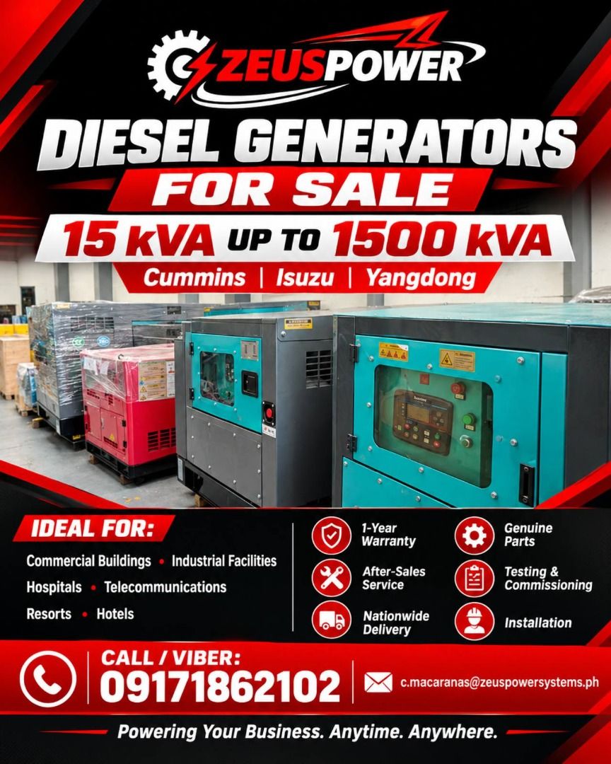 generator cummins (Category: Industrial Equipment) located in San Juan City. Submitted by macaranasc92213 (Listing ID 1467020250, Image 1). Description: Mounted tropical radiator. • Skid base with anti-vibration mounts. • Skid-based diesel tank. • Exhaust silencer and flexible pipe, batteries with cables, toolkit and operation manual • Brushless, single bearing and drop proof screen protected. • Class H insulation. • IP21-IP23 protection standard