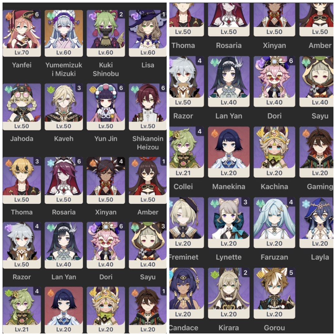 Genshin Impact AR 60 (Category: Others) located in Antipolo. Submitted by lowipopp (Listing ID 1467016074, Image 2). Description: WTS AR60 • 26 5 characters (including mc) • 15 5 star weapons • with amazon prime wings • with wings of transient dreams • almost all characters are well built issue: with google and twitter deadlink, can no longer unlink, deactivated and deleted account na RFS: no longer playing, stopped playing after natlan, rush sel