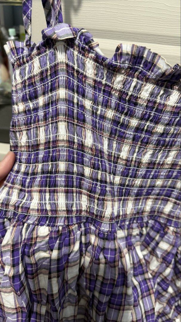Gingham Violet Full Smock Self Tie Dress (Category: Dresses) located in Quezon City. Submitted by dinesaur (Listing ID 1467130020, Image 3). Description: With inner lining Freesize up to large.