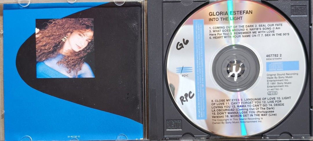 Gloria Estefan Into The Light CD Album (Category: CDs & DVDs) located in Manila. Submitted by ruelcabrer77078 (Listing ID 1467110688, Image 3). Description: - Artist & Album: Gloria Estefan - Into The Light (CD) - Release Year: 1991 (Epic Records) - Hit Track: Includes the smash hit "Coming Out Of The Dark" - Bonus Content: Features special bonus tracks, including the Portuguese version of "Language Of Love" - Packaging: Standard jewel case with 
