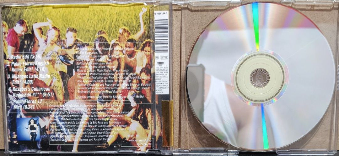 Gloria Estefan Oye CD Single (Category: CDs & DVDs) located in Manila. Submitted by ruelcabrer77078 (Listing ID 1467109080, Image 2). Description: - Artist & Title: Gloria Estefan - Oye CD Single - Label & Year: Epic Records, 1998 release - Packaging: Standard jewel case - Tracklist (5 tracks): Radio Edit, Pablo Flores remixes, Mijangos Latin Radio Edit, and Rosabel's Cubanican Radio Edit - Condition Note: Disc has markings written on it, tested 