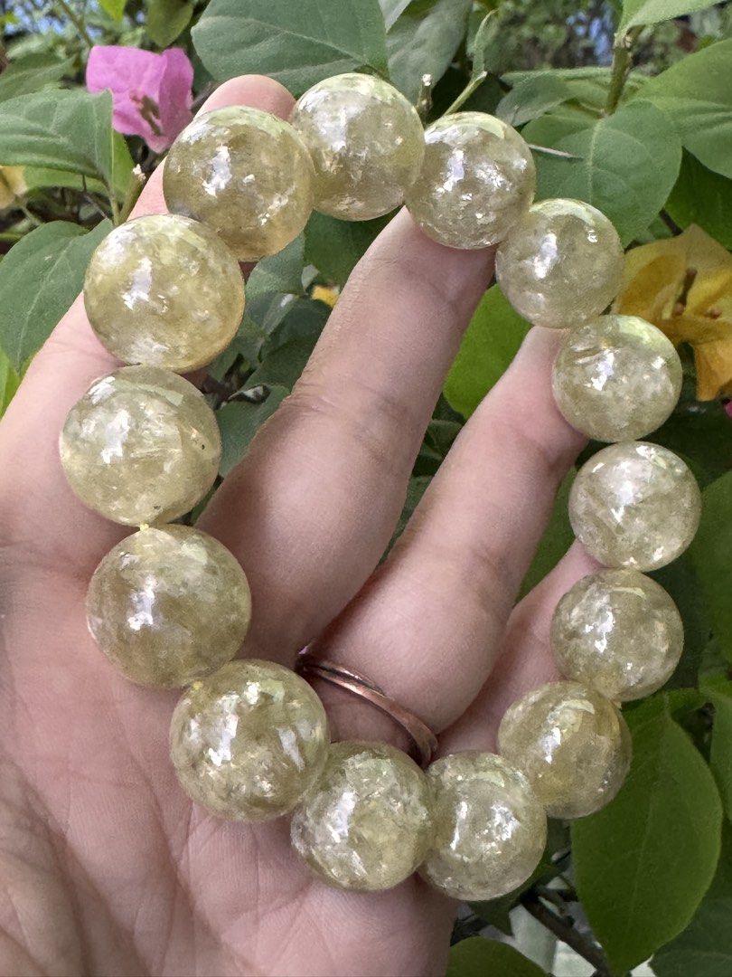GOLDEN LEPIDOLITE 16mm 🍏 M7_LP002 (Category: Precious Stones) located in Bulacan. Submitted by selling_low_by_bella_ben (Listing ID 1467079866, Image 3). Description: GOLDEN LEPIDOLITE 16mm 🍏 M7_LP002 🏷️ 1600 16+ mm bead size 17.5 cm wrist.