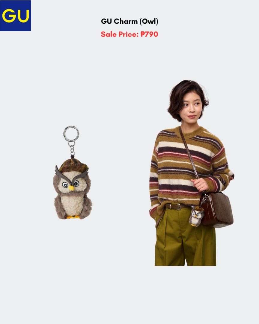 GU Charm Owl (Category: Other Accessories) located in Quezon City. Submitted by jiya.tokio (Listing ID 1467020029, Image 1). Description: Pre-order from GU Japan 🇯🇵 GU Charm Owl ₱790 ‼️ Reminders: ✈️ ETA: Nov ❣️ 50% DP is required to secure your item. (Non-refundable if the item has been purchased already.) 🚫 No size exchanges after purchase 📍 Tandang Sora, Quezon City 💰 MOP: BPI / GCash / Unionbank 🚚 : Lalamove/GrabX/J&T/LBC.