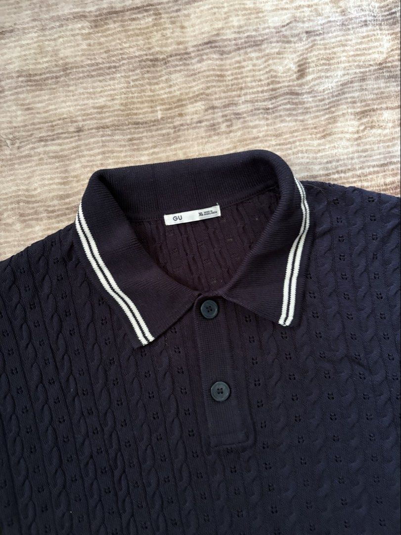 GU Japan Dark Navy Cable Knit Shirt (Category: Tshirts & Polo Shirts ) located in Antipolo. Submitted by thearchivesproject (Listing ID 1467029211, Image 3). Description: 24 width 27 length.