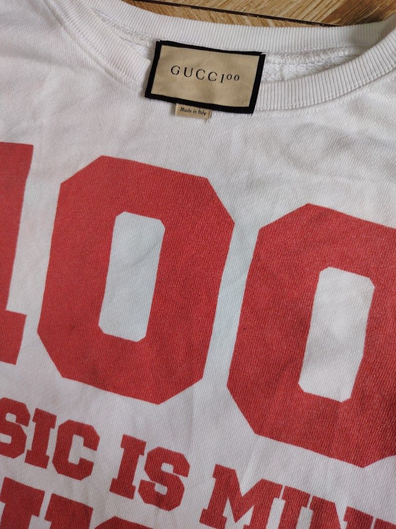 GUCCI 100th Anniversary Sweatshirt (Category: Tshirts & Polo Shirts ) located in Marikina City. Submitted by kingdrel (Listing ID 1466988985, Image 3). Description: GUCCI 100th Anniversary Sweatshirt W 23 L 26.5 GOOG CONDITION NEED WASH.