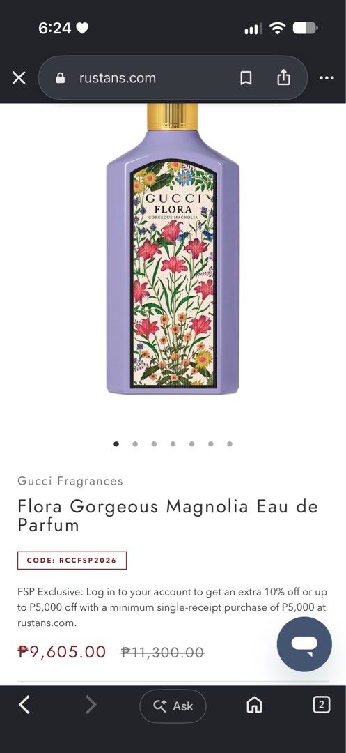 GUCCI Flora Gorgeous Magnolia (Category: Fragrance & Deodorants) located in Bulacan. Submitted by shopwithme_23 (Listing ID 1467145794, Image 2). Description: •BNIB •EDP •100 ml ₱6,500 onlyy Retails for 9k+ .