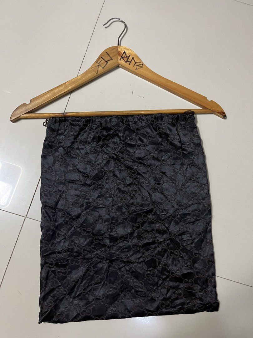 Gucci GG monogram satin drawstring dust bag (Category: Luxury Bags & Wallets) located in Kabankalan. Submitted by zeich_thrift (Listing ID 1467136363, Image 1). Description: Gucci GG monogram satin drawstring dust bag Authentic Excellent condition No issue .