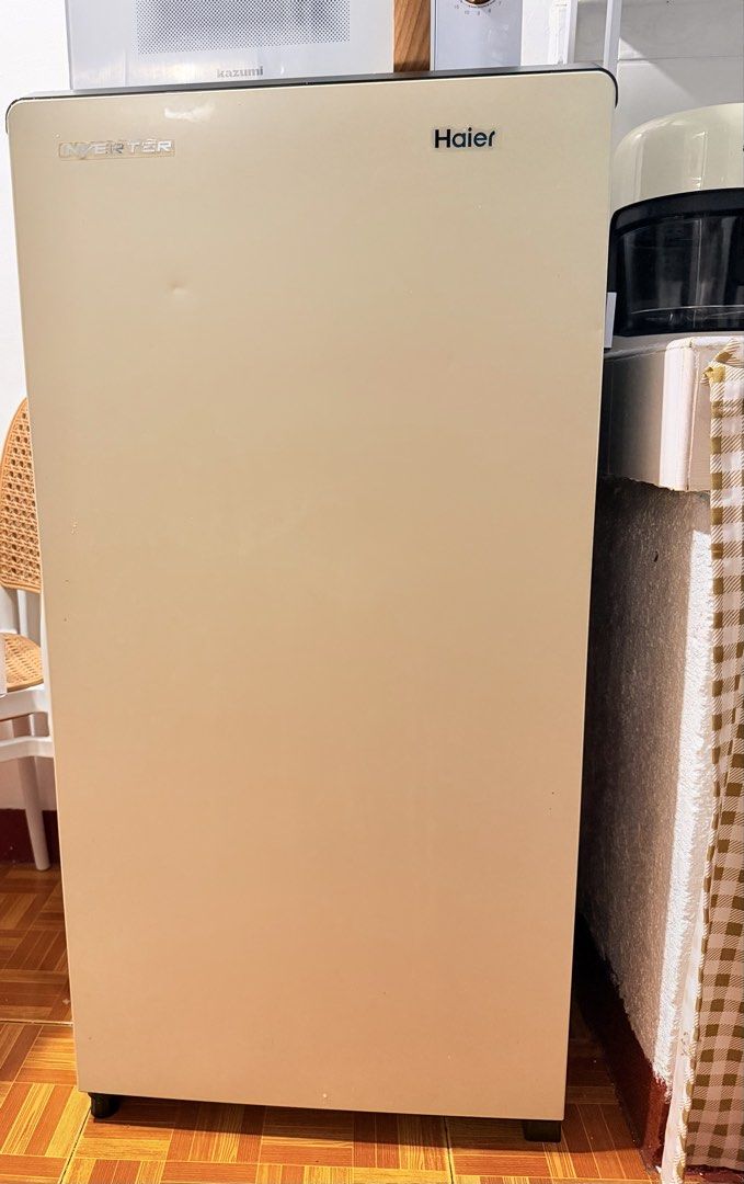 Haier Inverter Refrigerator (Category: Refrigerators and Freezers) located in General Trias. Submitted by mauwiee (Listing ID 1466975753, Image 1). Description: Rush sale‼️ Selling my Haier Refrigerator used only for 6 months. Feature: ✅Inverter - Energy Saving ✅Semi - Auto defrost system ✅Rare color and good for aesthetic Issue: May bump sa harap pero di naman nakakaeffect sa ref. RFS: Recently purchased bigger ref..