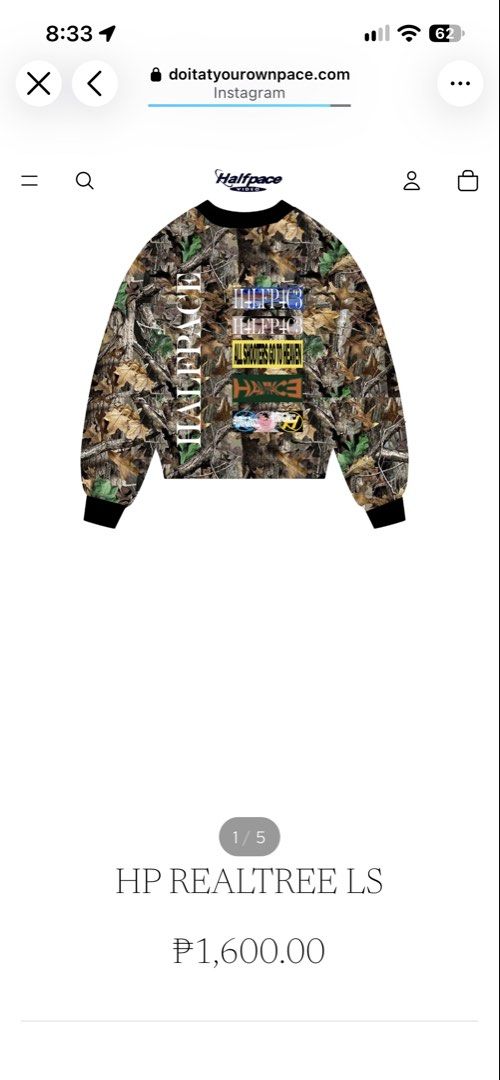 HALFPACE REALTREE LS (Category: Longsleeves) located in Manila. Submitted by hello_juicyyyy (Listing ID 1467100905, Image 1). Description: Available Sizes: Small - 3 Large - 1 Xlarge - 1.