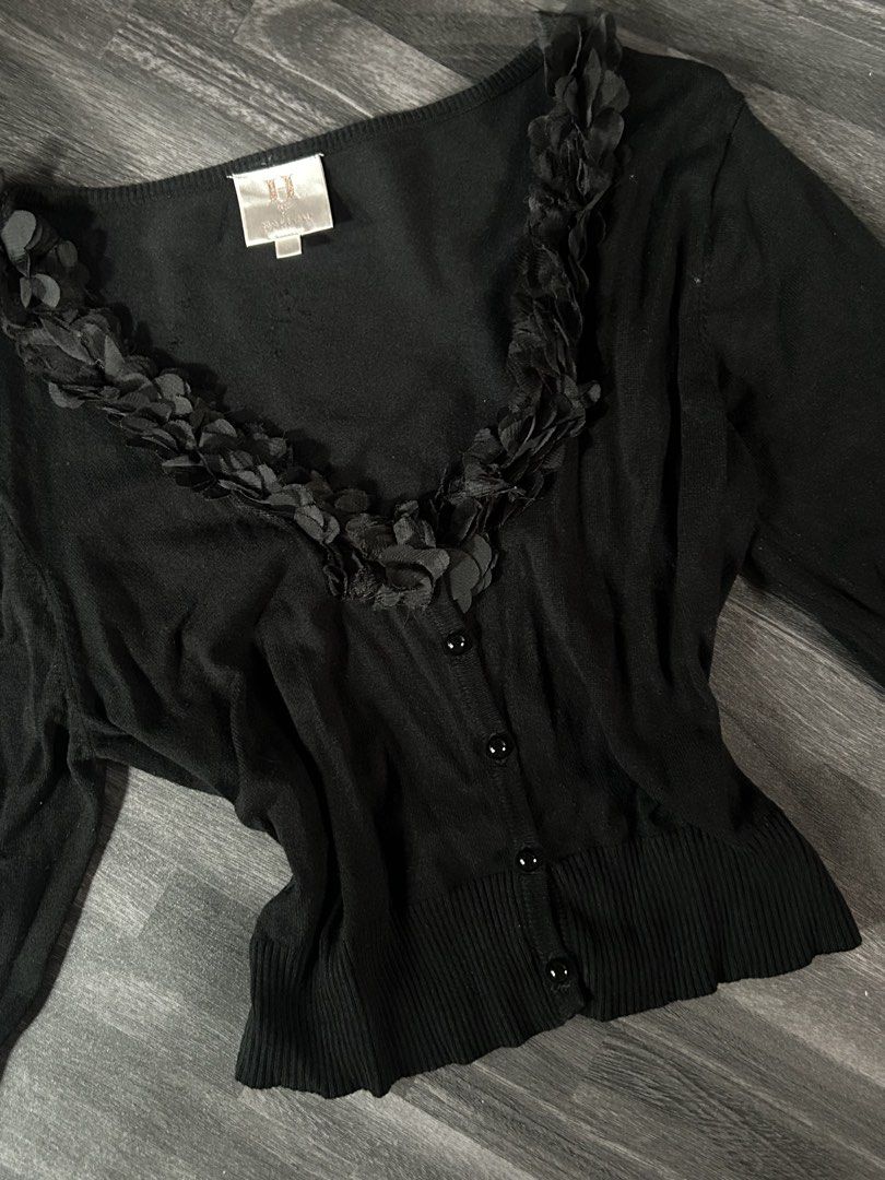 harlow black cardigan (Category: Others Tops) located in Manila. Submitted by thvazi (Listing ID 1467004856, Image 1). Description: s-m jnt/sdd.