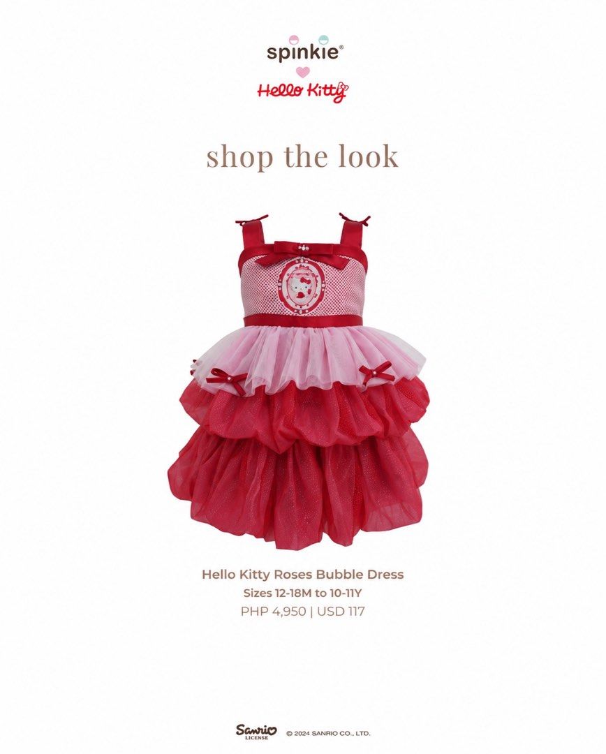 Hello Kitty Roses Bubble Dress (Category: Babies & Kids Fashion) located in Quezon City. Submitted by prelovedbyfrancine (Listing ID 1467168203, Image 1). Description: brand new hello kitty dress with paperbag can be as gift.