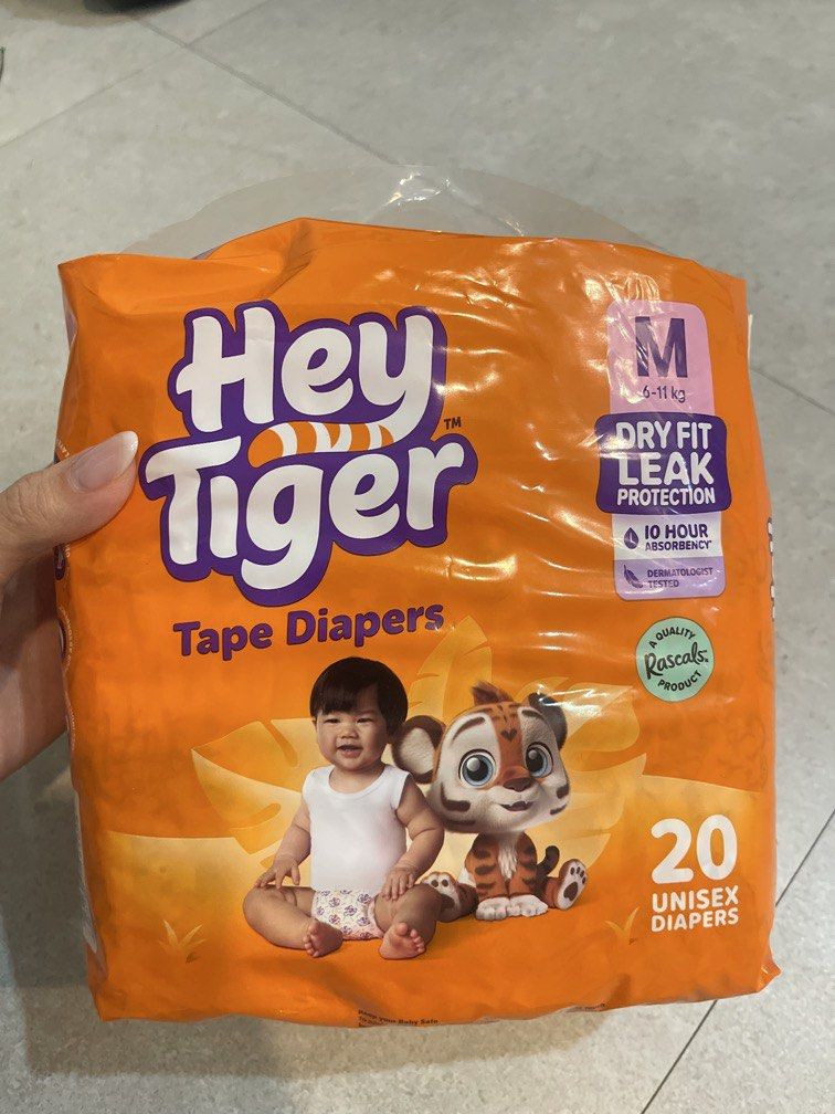 Hey Tiger Diapers - M (Category: Diapers & Baby Wipes) located in Antipolo. Submitted by chelsiesm (Listing ID 1467130808, Image 1). Description: Used a few pcs - not hiyang .