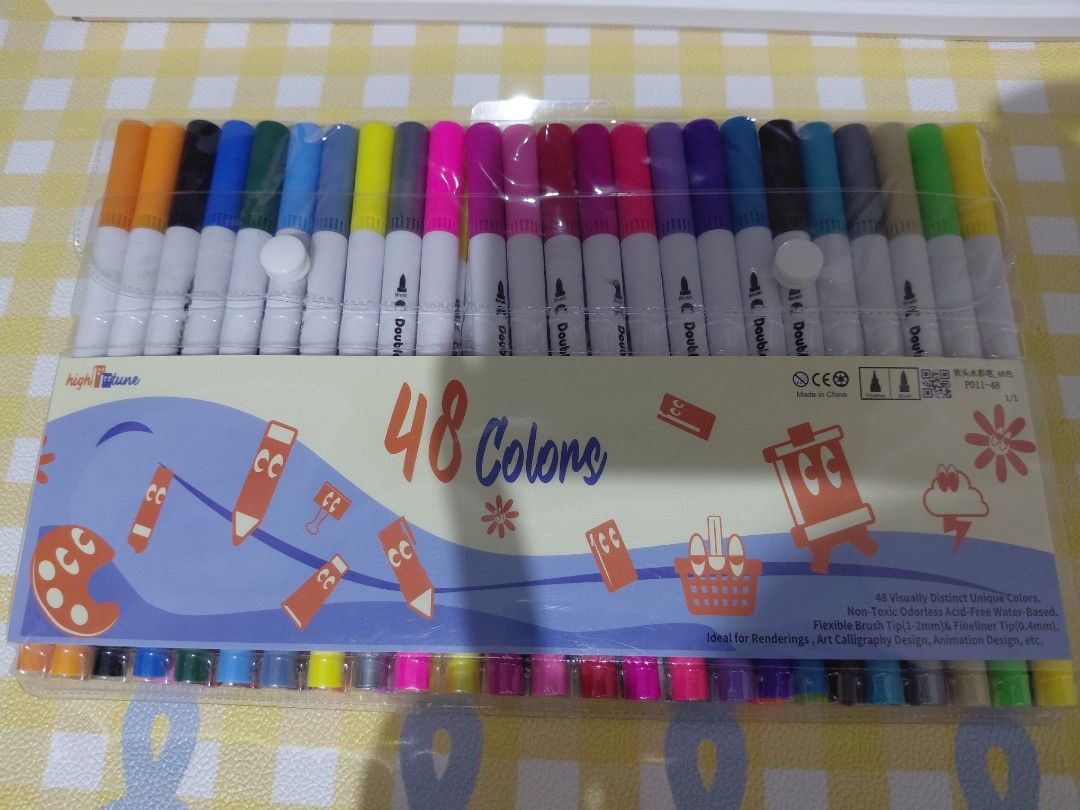 Hightune 48 colors Waterbased Brush Pen (Category: Stationery & School Supplies) located in Manila. Submitted by nierakii (Listing ID 1467078695, Image 1). Description: RFS: Initially bought for coloring kaso di masyado nagagamit kasi mas suitable sya for calligraphy notes - two markers are kind of dry, but overall okay pa sya.