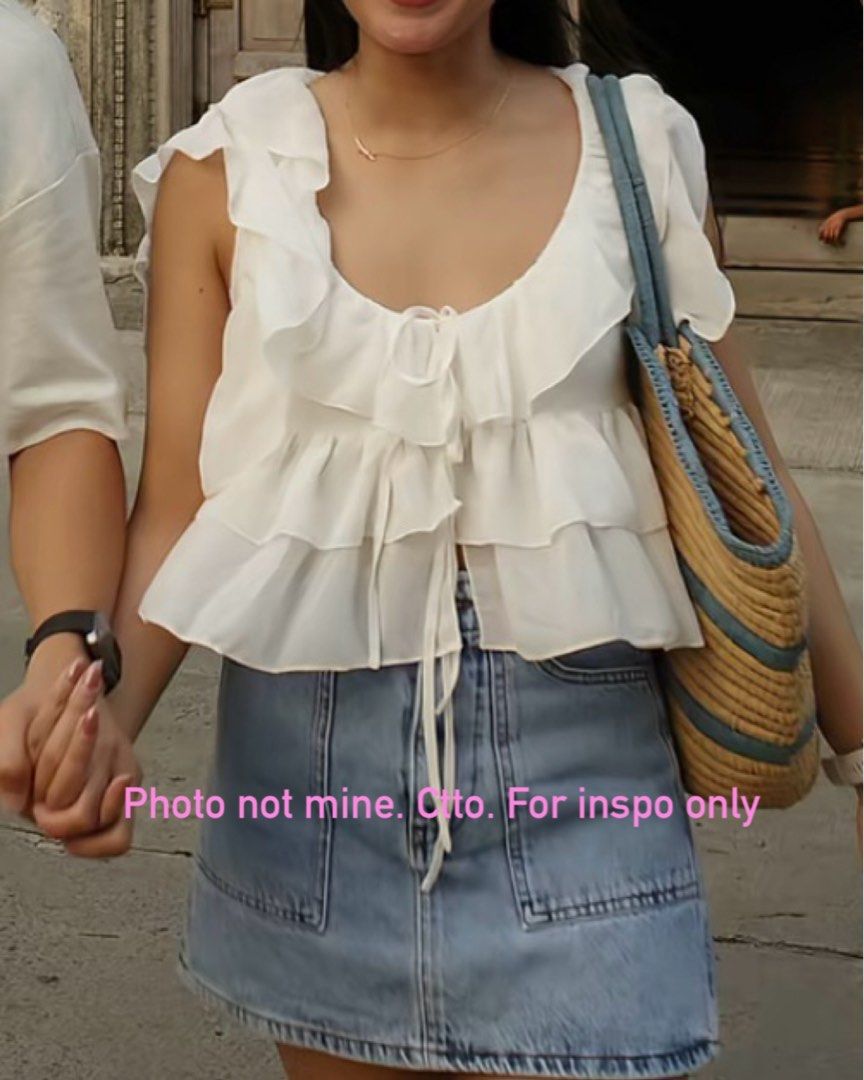 H&M ruffle tie front blouse (Category: Blouses) located in Manila. Submitted by rfsdeclutteringggggg (Listing ID 1467127174, Image 3). Description: Brandnew. Nilabhan lang po pero hindi pa nagagamit. .