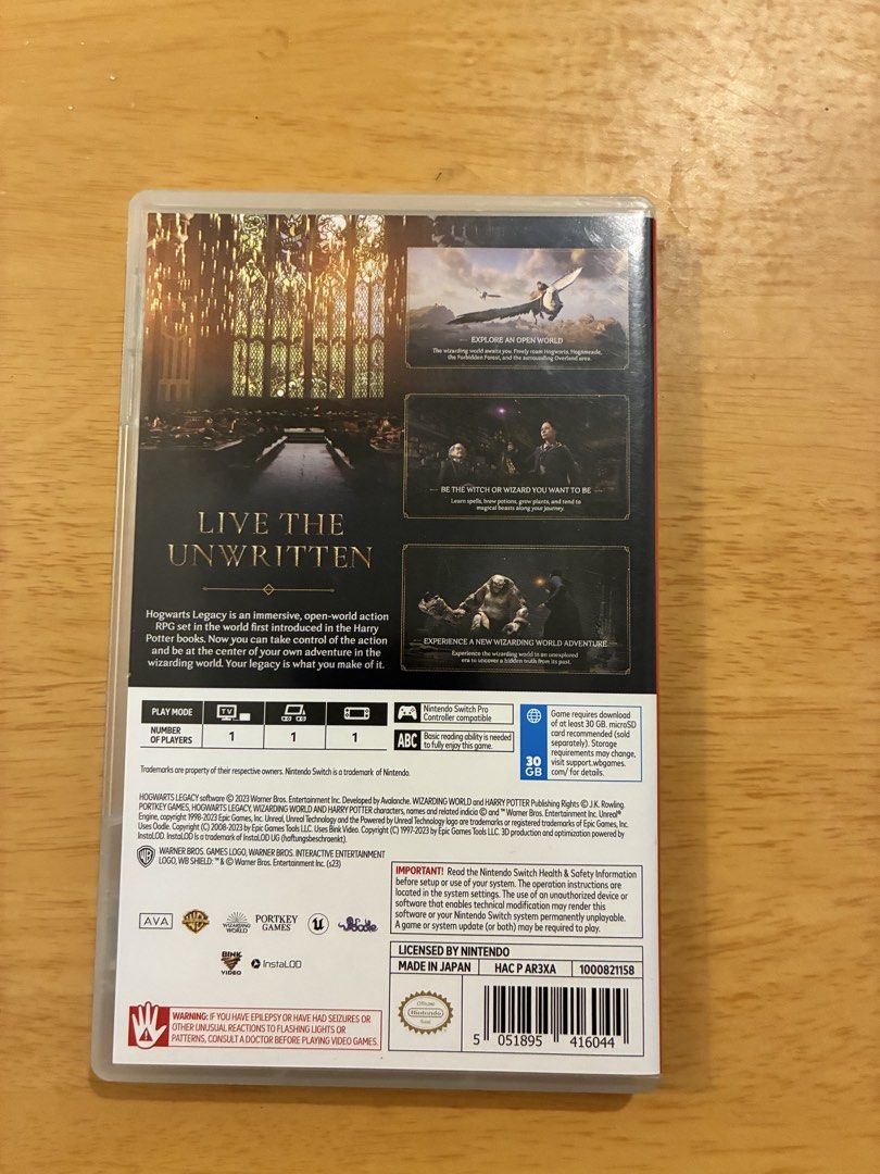 Hogwarts Legacy Nintendo Switch Game (Category: Nintendo) located in Manila. Submitted by kelseaswim (Listing ID 1467060767, Image 2). Description: - Platform: Nintendo Switch (Physical Cartridge) - Condition: Tested and working great, includes original case - Genre: Open-world action RPG in the wizarding world - Rating: Teen (ESRB) - Fulfillment: Fast shipping or local meetup available - Send a message if interested!.