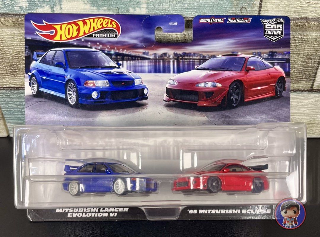 Hot Wheels Premium 2-Pack - Mitsubishi Lancer Evolution VI and ‘95 Mitsubishi Eclipse (Category: Vehicle & Diecast Models) located in Quezon City. Submitted by otanon_prime_ph (Listing ID 1467005387, Image 1). Description: Item is authentic, brand new and on hand. Actual photos posted. What you see is what you get. Item is cross posted so please kindly check first for availability. Payment options: - Bank Deposit (BPI/BDO) - GCash Shipping (to be