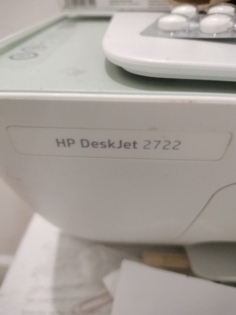 HP DeskJet 2722 All-in-One Printer (Category: Printers, Scanners & Copiers) located in Manila. Submitted by coco_lifeph (Listing ID 1467056091, Image 1). Description: - Model: HP DeskJet 2722 Wireless Color Inkjet Printer - Functions: Print, scan, and copy in a compact design - Features: Standard control panel with status screen and Wi-Fi connectivity - Aesthetics: Stylish white and light green body - Condition: Fully operational and ready for se