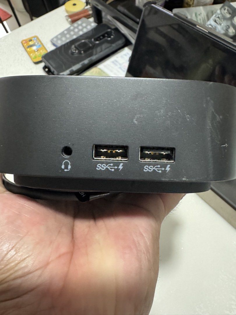 HP USB-C Dock G5 (Category: Cables & Adaptors) located in Cavite. Submitted by marcuz1316 (Listing ID 1467112259, Image 3). Description: - Genuine HP USB-C Dock G5 (Model: HSN-IX02) - Sleek black finish with silver HP logo - Multiple ports: HDMI, DisplayPort, Ethernet, and USB - Convenient integrated power button on top - Comes with attached cable for easy plug-and-play setup - Perfect for WFH setups or expanding laptop connectivity.