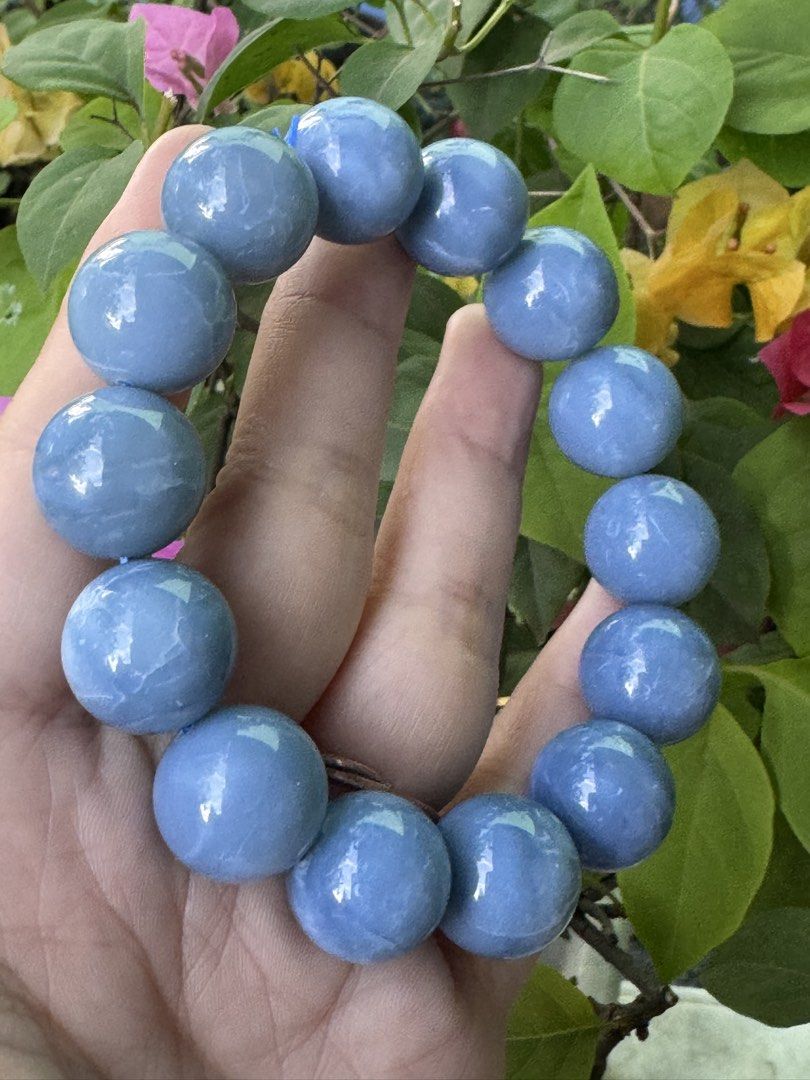 HQ BLUE OPAL 🍉 B5_ JC052 (Category: Precious Stones) located in Bulacan. Submitted by selling_low_by_bella_ben (Listing ID 1467085560, Image 2). Description: HQ BLUE OPAL 🍉 B5_ JC052 ✅ With Certificate (5970) 🏷️ 3100 16+ mm bead size 17.5 cm wrist .