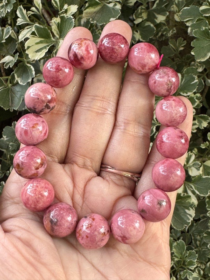 HQ RHODONITE 🍭 B6_JC072 (Category: Precious Stones) located in Bulacan. Submitted by selling_low_by_bella_ben (Listing ID 1466992707, Image 2). Description: HQ RHODONITE 🍭 B6_JC072 🏷️ 1080 ✅ With Certificate (6478) 13+ mm bead size 17.5 cm wrist.
