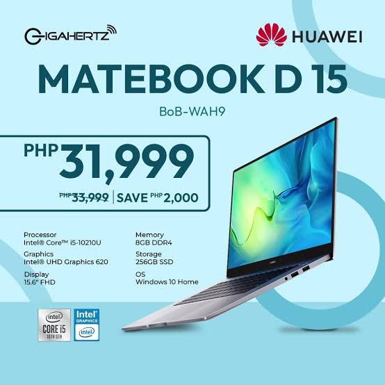 Huawei Matebook D15 | read description! (Category: Laptops & Notebooks) located in Manila. Submitted by dalayuh (Listing ID 1467104447, Image 1). Description: location: Taguig Metro Manila — read first: - 2021 model - needs repair (lcd and keyboard issue) - can be used for parts - unable to test it for you, but i can send out pictures.