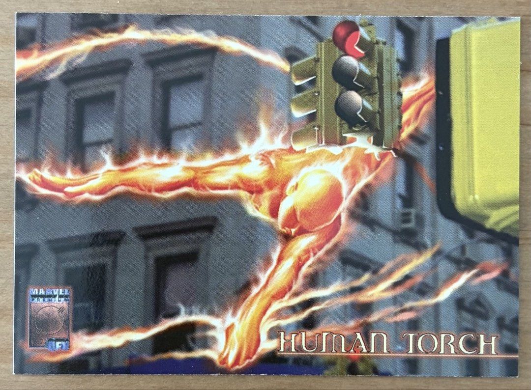 Human Torch | Marvel Cards ~ Marvel Premium QFX '97 (Category: Raw Singles) located in Makati City. Submitted by cardlab (Listing ID 1467119094, Image 1). Description: Items are 💯 authentic/original/legit. About The Card: • 1997 Fleer/ SkyBox Marvel Premium QFX • Card No. 15 FOR: • Cards ₱99 and below with Card Sleeves • Cards ₱100 and up with Used Toploader • ₱10 for Bnew Tops Packaging (If Shipping): ✔️ Plastic cover ✔️ Cardboard ✔️ Bubble wra