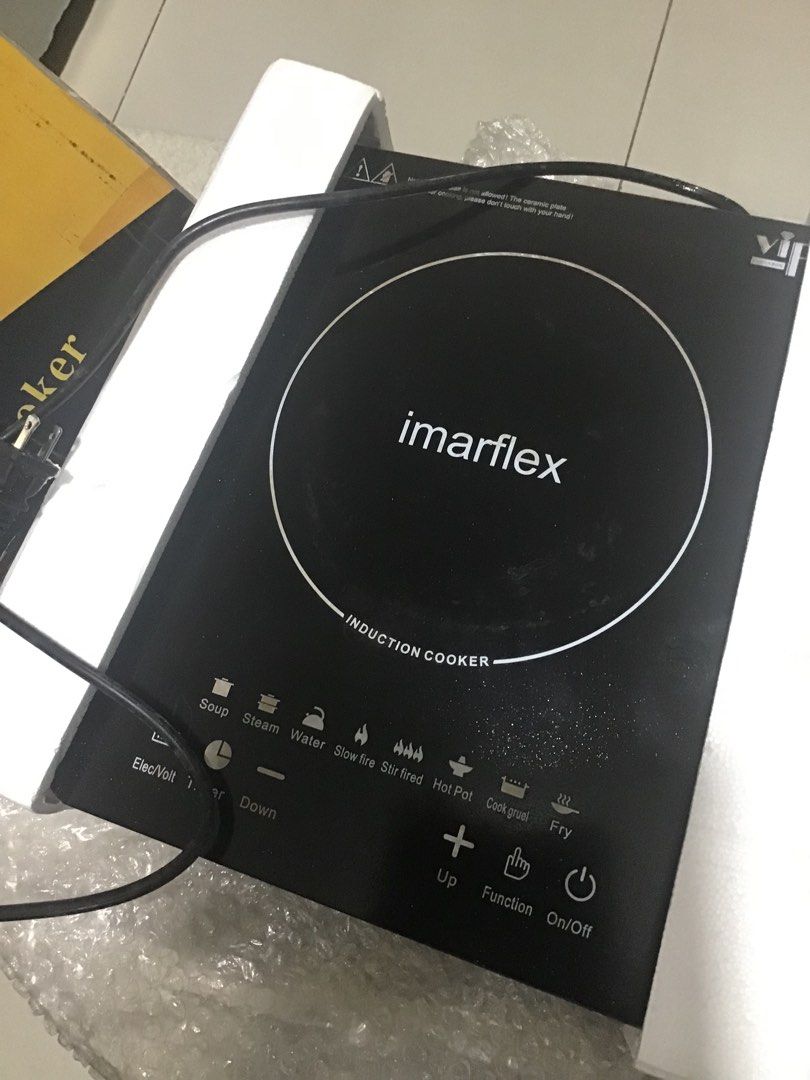 Imarflex IH-2200W Induction Cooker (Category: Cookers) located in Quezon City. Submitted by rufsjack488 (Listing ID 1467008318, Image 3). Description: - Brand: Imarflex - Model: IH-2200W - Power: 2200 Watts for fast and efficient cooking - Control Panel: Touch control with preset modes (soup, steam, water, slow fire, stir fry, hot pot, cook gruel, fry) - Surface: Durable black glass ceramic plate - Inclusions: Comes with original box.