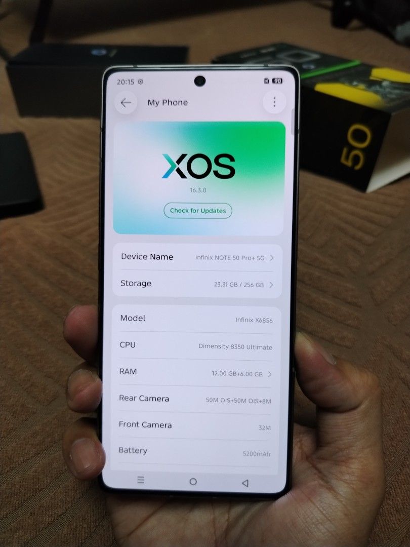 Infinix Note 50 pro plus 5g (Category: Android Others) located in Las Pinas. Submitted by PJ.R. (Listing ID 1467031136, Image 2). Description: FOR SALE OR SWAP SA MAY ADD 14,000(LIKE NEW) INFINIX NOTE 50 PRO PLUS 5G 256 GB ROM STORAGE 24GB RAM (12+12) DIMENSITY 8350 CHIPSET (BASIC ML AND CODM ULTRA SETTINGS 144 FPS) 50+50+8 OIS CAMERA 4K @ 60 FPS VID RECORDING UP TO 100X ZOOM 32 MP SELFIE CAMERA 5200 MAH BATTERY 100% BATTERY HEALTH NO HISTORY OF 