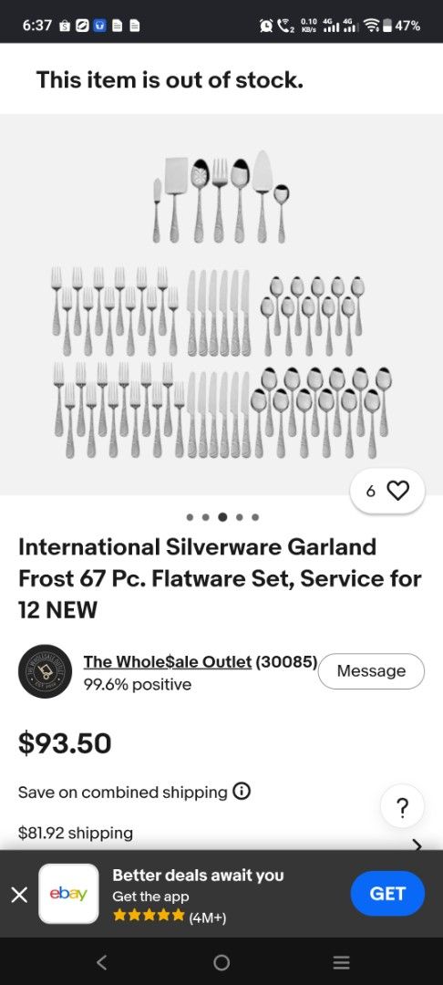 International Silverware Garland Frost 67 Pc. Flatware Set (Category: Dinnerware & Cutlery) located in Manila. Submitted by hellow2024 (Listing ID 1467080756, Image 1). Description: - Brand new, never used, and still in original packaging - 67-piece stainless steel flatware set, serves up to 12 people - Features a unique and elegant textured swirl design on handles - Includes essential serving pieces like a butter knife, pie server, and serving s