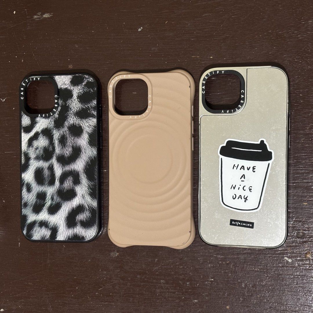 Take all: Iphone 15 casetify cases (2 authentic) (Category: Cases & Sleeves) located in Pasig City. Submitted by aleksasc (Listing ID 1467018607, Image 1). Description: Location: Pasig/Baguio MOP: bank transfer/gcash/maya SF shouldered by buyer. Lalamove/j&t/grab.