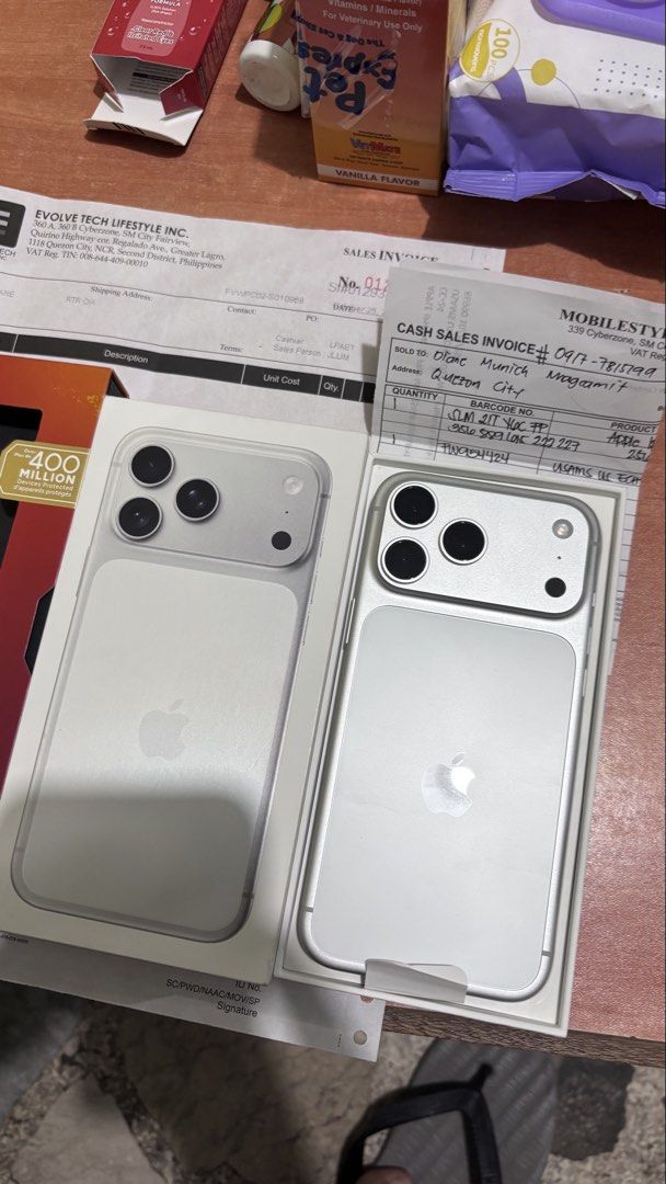 IPHONE 17 PRO MAX RUSH (Category: iPhone 17 Series) located in Pasig City. Submitted by ajustin0424 (Listing ID 1467077611, Image 2). Description: IPhone 17 Pro Max 256gb Silver Color Factory Unlocked any sim works -Complete with Box same imei NTC Approved, Local Variant🇵🇭 97% Battery health With Receipt and orig case from PMC Underwarranty until Oct 24, 2026 All working, No issues with Unnoticeable scratch/dent (kita lang pag may flash) Locati