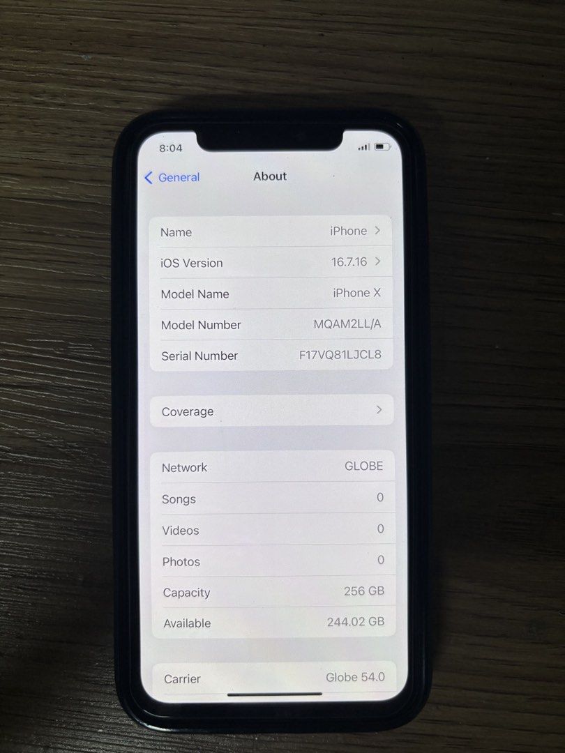Iphone X 256gb (Category: Others) located in Bacoor. Submitted by arvzzy (Listing ID 1467111714, Image 1). Description: FOR SALE IPHONE X 256gb Replaced LCD ( Good Condition like Original) Replaced Battery ( Battery last a day) Factory Unlocked Working True tone Working Face ID Unli Reset All working good Good Condition UNIT AND CABLE ONLY BACOOR.