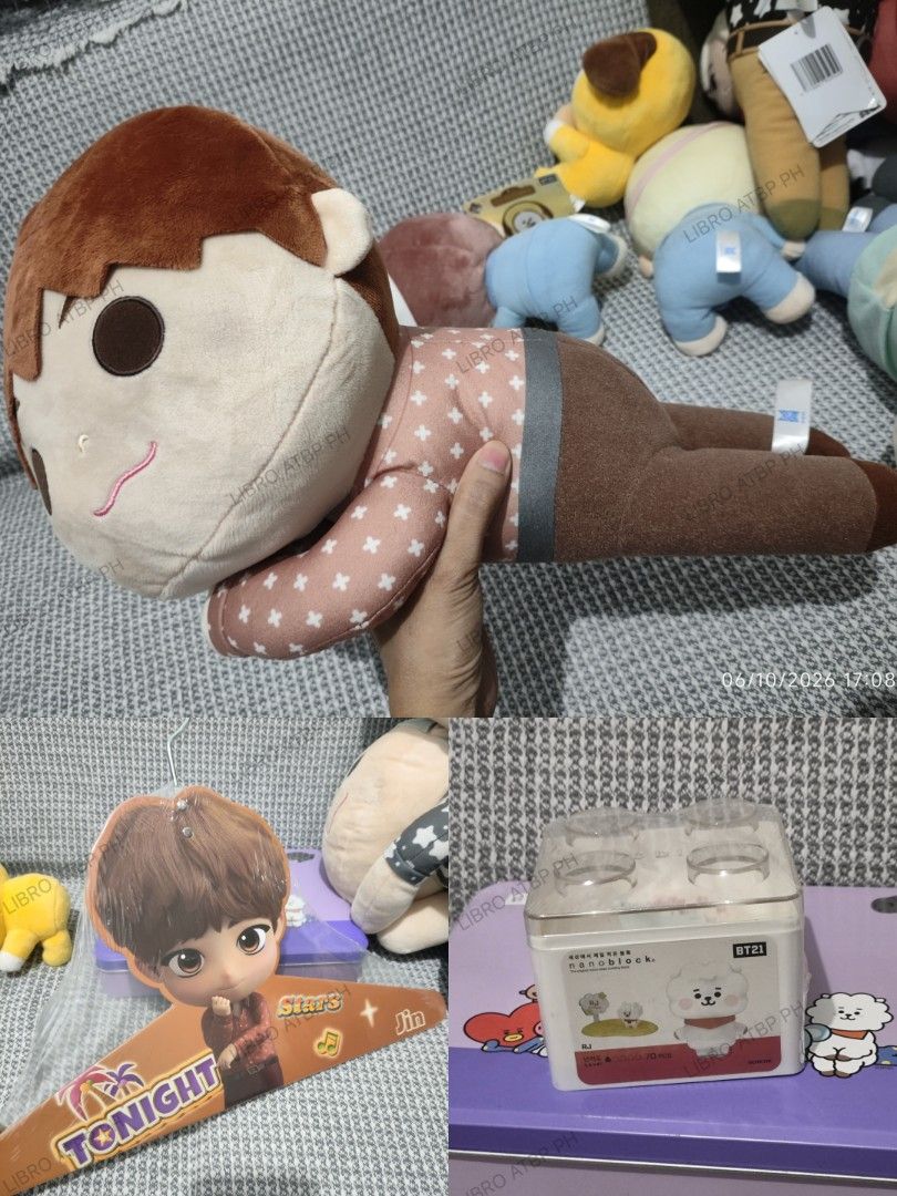 Jin and RJ Merch (Take all) (Category: K-Wave Merchandise) located in Quezon City. Submitted by libro_atbp (Listing ID 1467015657, Image 1). Description: 🧸💜 TINY TAN / BT21 FIGURES FOR SALE! ⤷ Personal collection decluttering ✨ ⤷ Paubos sale. ⤷ 📸 Prices are on the photos. ⤷ 📍 North Olympus Subd., Quezon City • pm for inquiries • no cancellations! • PAYO ONLY! FIRST-TO-PAY POLICY MOD: sdd/j&t/flash MOP: gcash/maya/gotyme/maribank.