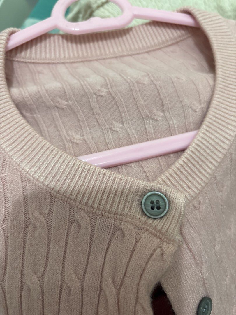 JNN pink cable knit cardigan (Category: Coats, Jackets and Outerwear) located in Bacoor. Submitted by tummybeautyph (Listing ID 1467045607, Image 2). Description: - Color: Pink - Design: cable knit design - Condition: Worn twice, very good shape and condition, no signs of over usage - Styling: Versatile, easy to pair with skirts or casual pants - Zoom the photo to see how good the quality is.