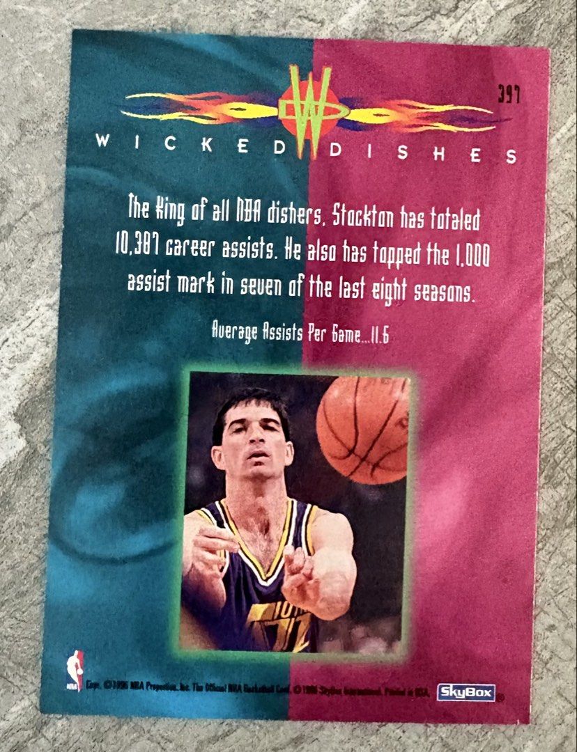 John Stockton 397 (Category: Raw Singles) located in Manila. Submitted by steadycards80 (Listing ID 1466984559, Image 2). Description: Wicked dishes with Penny Hardaway cameo.