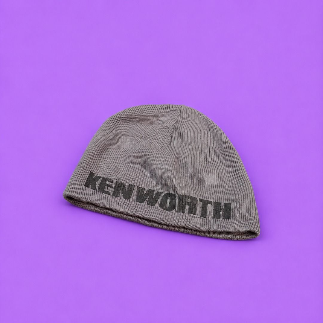 Kenworth Trucker Grey Knitted Beanie Cap (Category: Caps & Hats) located in Cebu City. Submitted by thrift.thriftly (Listing ID 1467017589, Image 1). Description: condition: excellent issues: sign of use type: beanie .