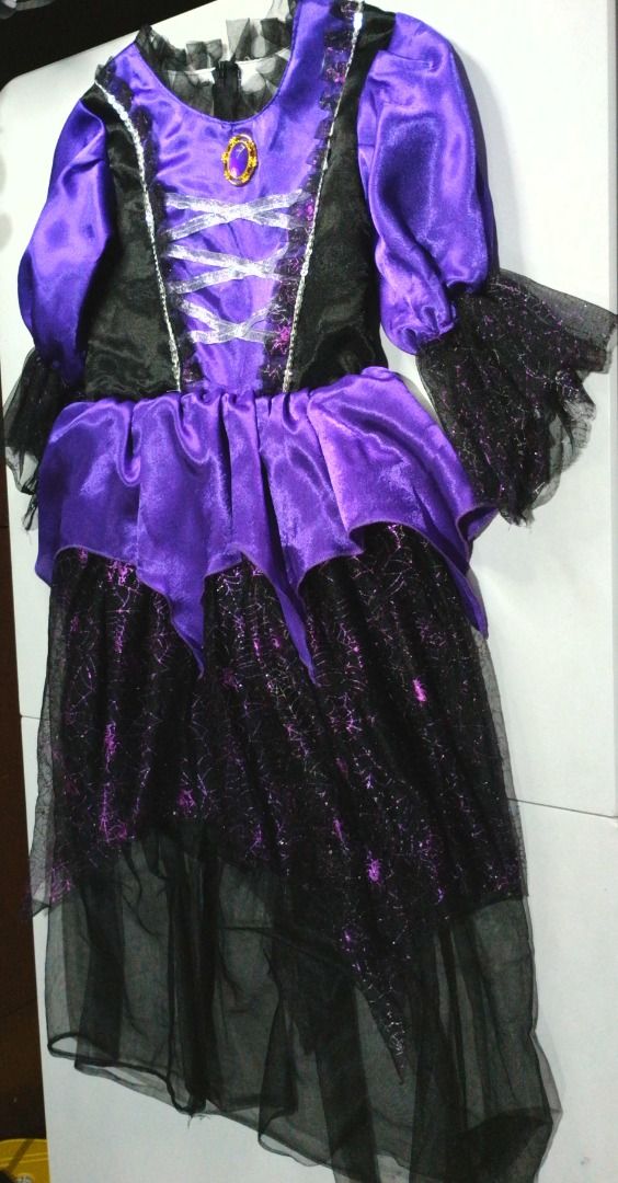 Kids Witch Costume Black Spiderweb Pattern (Category: Babies & Kids Fashion) located in Caloocan City. Submitted by 11eleven.shop (Listing ID 1463439887, Image 3). Description: - Kids' Witch Costume - Color: Purple and Black - Size: 5/6 Years - Features: Spiderweb pattern accent - Ideal for: Halloween parties, dress-up fun #HalloweenCostume #CostumeForSale #KidsCostume #KidsCostume #DisneyPrincess #Princess #disneyprincesscostume #herocostume.