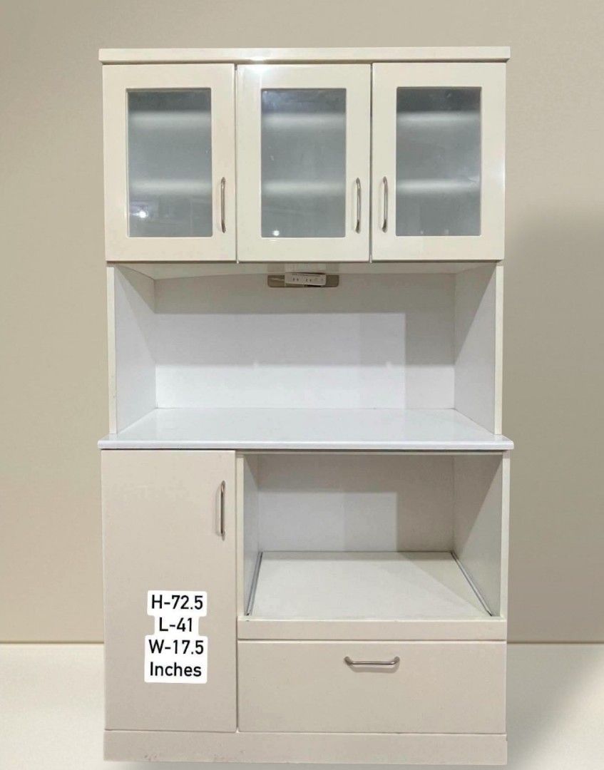 Kitchen Cupboard Hutch Cabinet (Category: Shelves, Cabinets & Racks) located in Quezon City. Submitted by dannikkishoppe2 (Listing ID 1467167552, Image 1). Description: Kitchen Cupboard Hutch Cabinet ‼️₱11000‼️ ✔️ Sturdy & Durable ✔️ Convenient Pull-Out Tray ✔️ Adjustable Shelves Perfect for organizing your kitchen essentials! Please manage your expectations as there might be minimal flaws. Color may vary due to lighting, it may appear darker or 